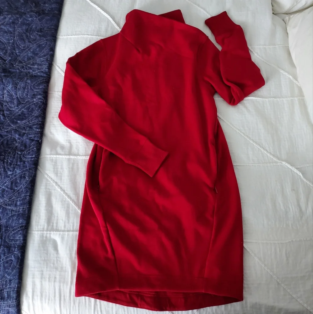 NWT Athleta Cozy Karma mock neck dress in fireengine red! XS - Picture 1 of 13